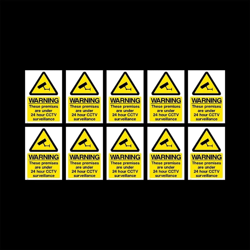 Confezione da 10 adesivi per segnaletica CCTV - 75 mm x 100 mm (A7) - Telecamera di sicurezza