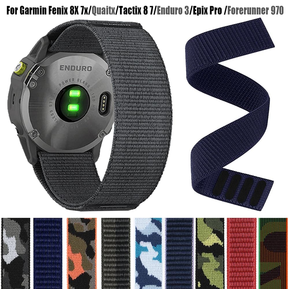 Fascia ad asciugatura rapida con gancio da 26mm 22mm per Garmin Fenix 8 8X/7 7X/6X Forerunner 970 Approach S70/Instinct 3 E/EPIX Gen2/Enduro Strap