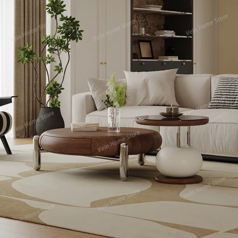 Metal Legs Modern Coffee Tables With Drawers Italian Storage Round Coffee Tables Designer Luxury Table Basse Furniture Home