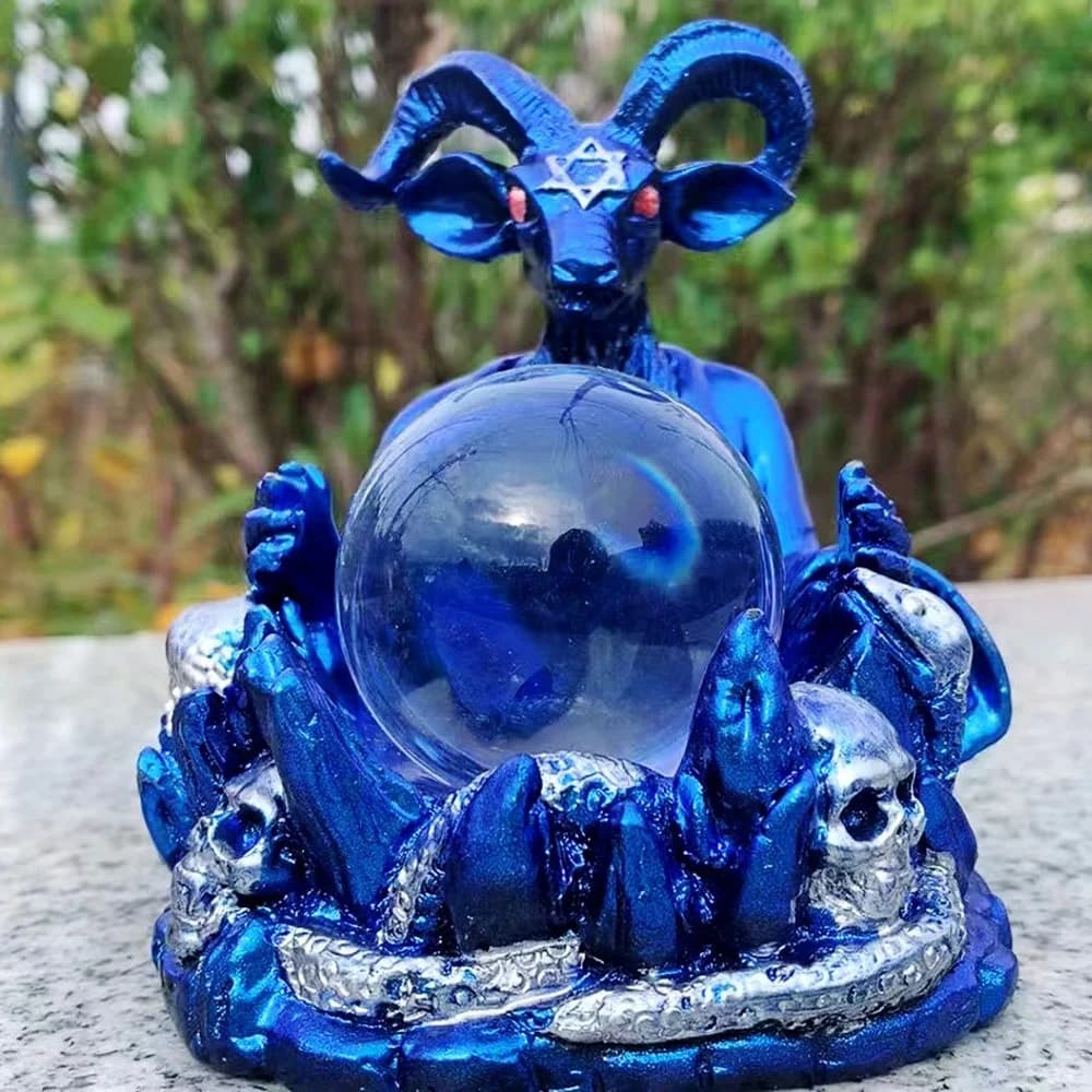 Testa di pecora gotica in resina, supporto per sfera di cristallo, espositore, ornamento creativo, decorazione per la casa, soggiorno