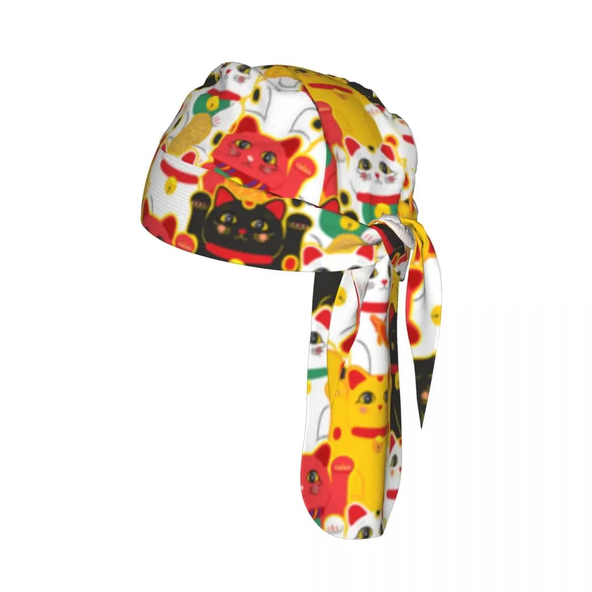 Maneki Neko Cat Pattern Lucky Cats Sport Running Hiking Sunscreen Hood Headwear Cycling Cap Quick Dry Pirate Hat