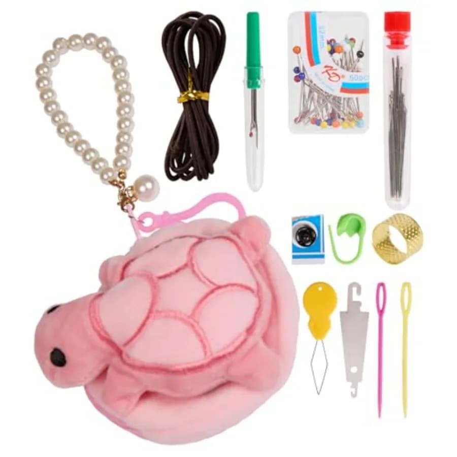 Tortoise Shape Pin Cushion with Sewing Storage Bag and Pearl Bracelet, Cute Pincushions Sewing Kit Accessories Supplies Needle