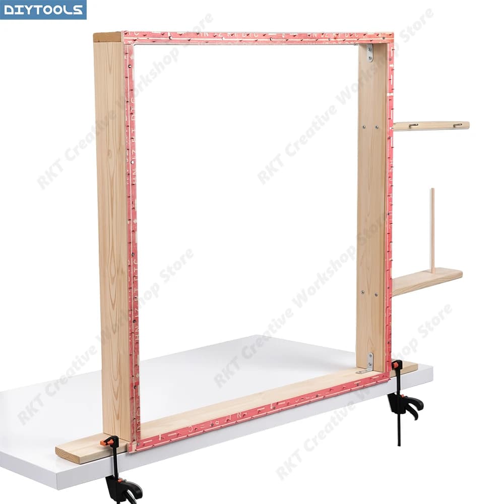 Wood Tufting Frame Kit with Yarn Holder Table Clamp DIY Rug Making Complete Tool Set for Beginners Portable Punch Needle Carpet