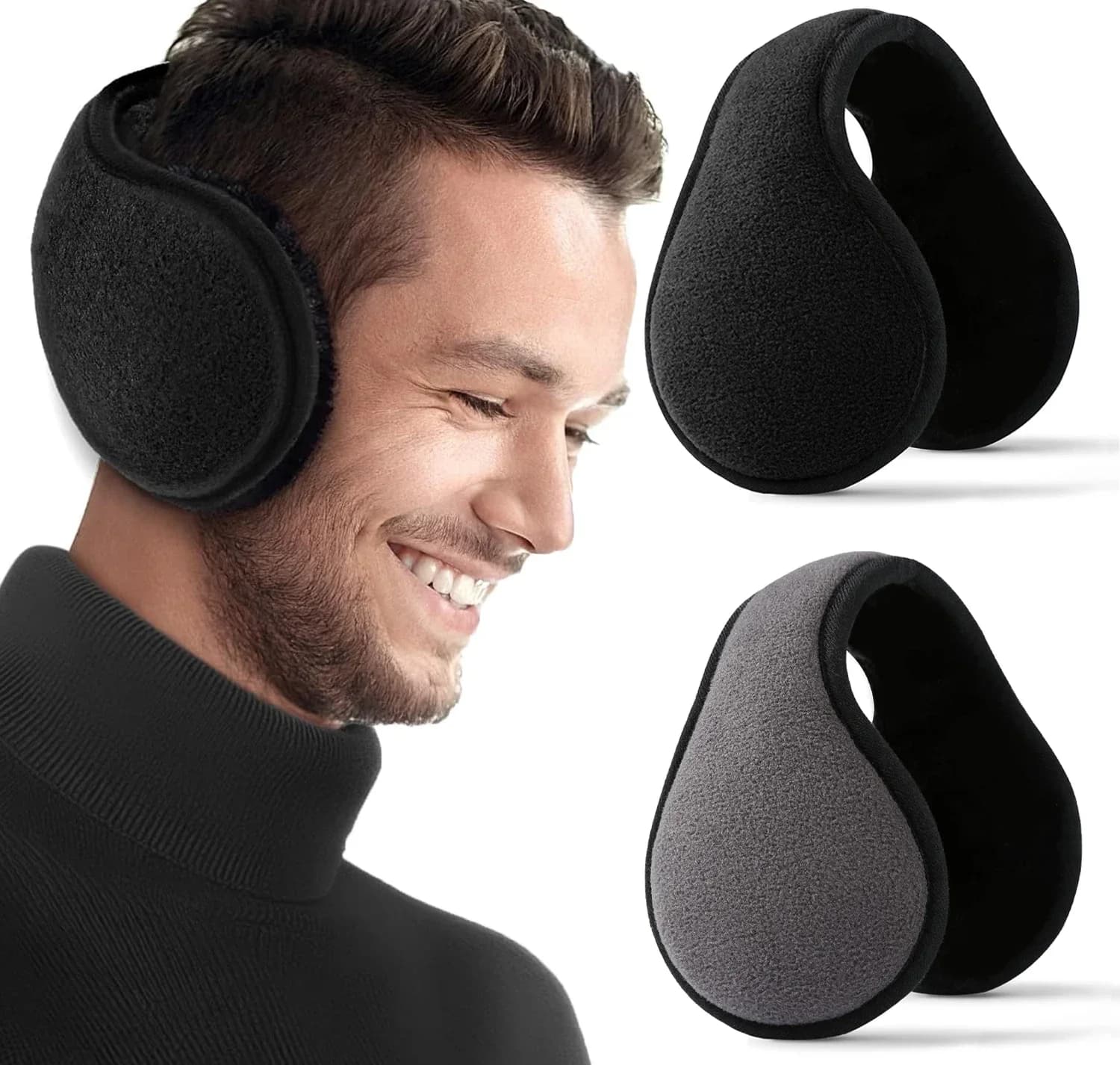 1Pc Inverno Addensare Calda Pelliccia Paraorecchie per Uomo Donna Velluto Peluche Paraorecchie Protezione All'aperto Ciclismo Sci, Nero