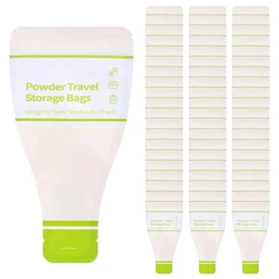 60PCS Disposable Powder Travel Containers, Single-Serve Travel Size Container Powder Bags for Protein, Creatine, Supplements an
