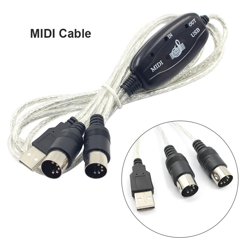 Cavo MIDI professionale USB IN-OUT da PC a musica Cavo adattatore per tastiera elettronica Tastiera musicale Convertitore da pianoforte a PC portatile