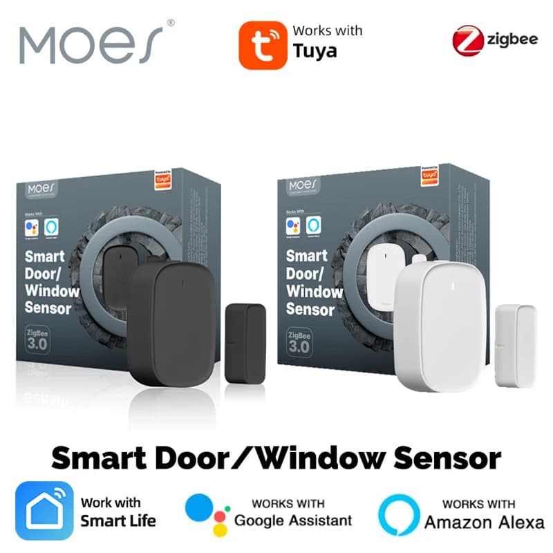MOES Tuya ZigBee3.0 Rilevatore di sensori per porte e finestre intelligenti Sistema di allarme di sicurezza domestica intelligente App Smart Life per Alexa Google Home