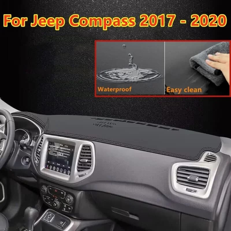 PU Leather LHD Dashboard Cover Dash Pretector Anti-Slip Mat Trim Dashmat Carpet For Jeep Compass 2017-2020