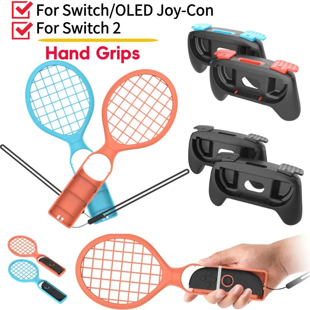 2-piece tennis racket for Nintendo/OLED Joy-Con sports games for Switch 2 Controllers for tennis racket with wrist strap