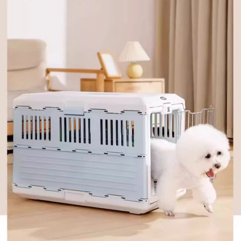 Foldable Pet Airline Carrier for Cats & Small Dogs, Lightweight Travel Crate with Dual Doors, Collapsible Kennel for Car/Airplan