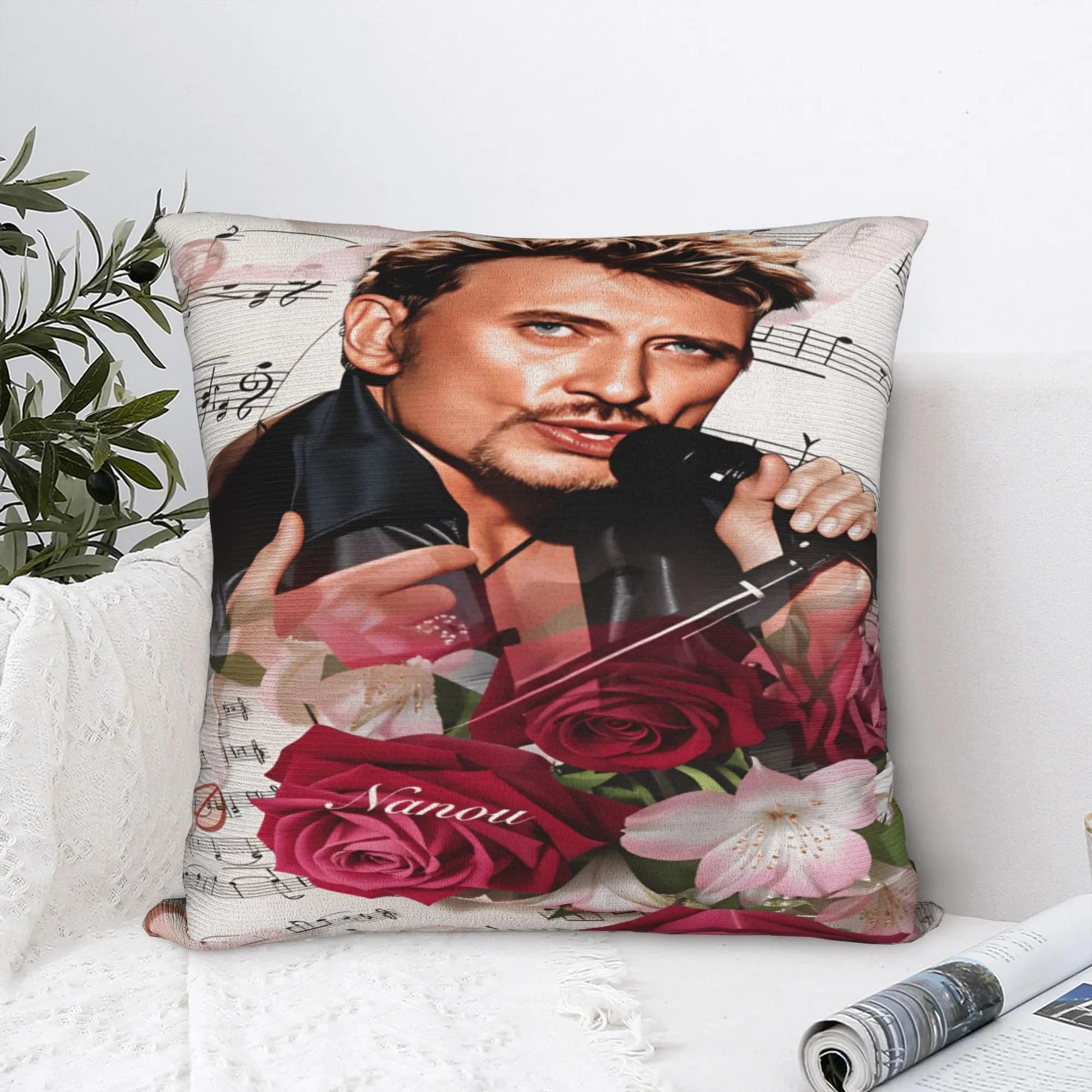 Fodera per cuscino J-Johnny H-Hallyday, fodera per cuscino quadrata, fodere per cuscino divertenti per sedia, divano, decorazioni per la casa