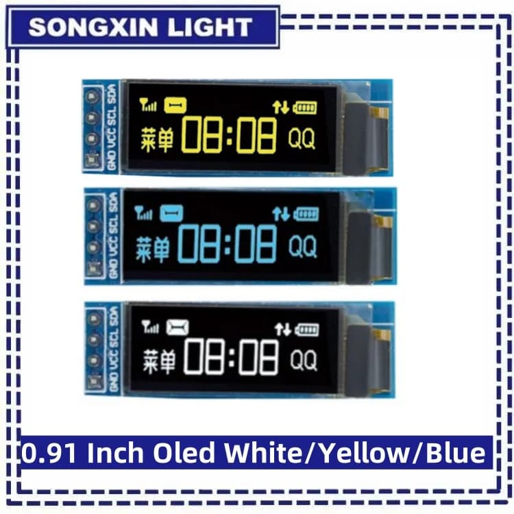 Modulo OLED da 0,91 pollici Bianco/Blu/Giallo 128X32 OLED LCD Modulo display a LED 0,91 "IIC Comunicare per certificazione Arduino ROHS