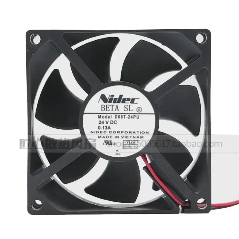 NIDEC D08T-24PU 035 24V 0.13A 8025 8CM 2-wire DC Brushless Inverter Fan for Electronics Cooling