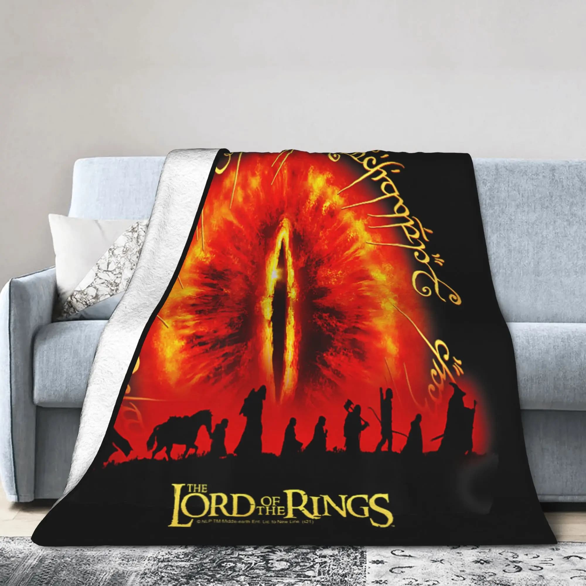 Coperta Lord-Of-Rings Occhio di Sauron Coperta in peluche con motivo morbido caldo per la decorazione domestica Copriletto decorativo in flanella