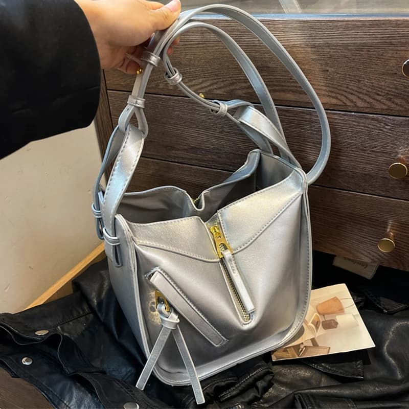 Small Semicircle Saddle Shoulder Crossbody Bag Women Deformable Folding Handbag 8 Color Leather Bucket Bag Brand Classic Handbag