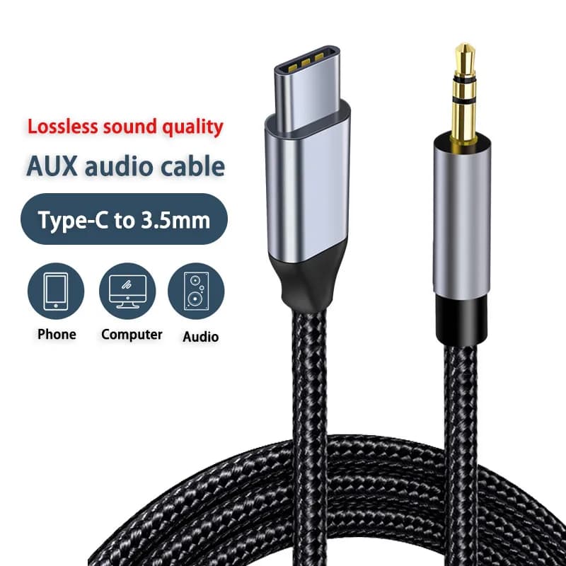 Cavo audio ausiliario da USB C a 3,5 mm Tipo C a cavo ausiliario per auto da 3,5 mm per Google Pixel 10 Pro Samsung S25 Ultra S24 fe Iphone 16 Pro Max