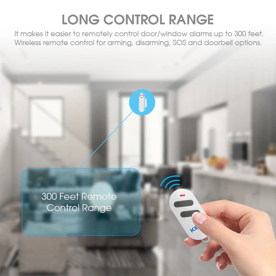 Sensore di allarme per porte e finestre senza fili Sicurezza con telecomando Allarme antifurto Sensore magnetico Avviso porta Sistema domestico