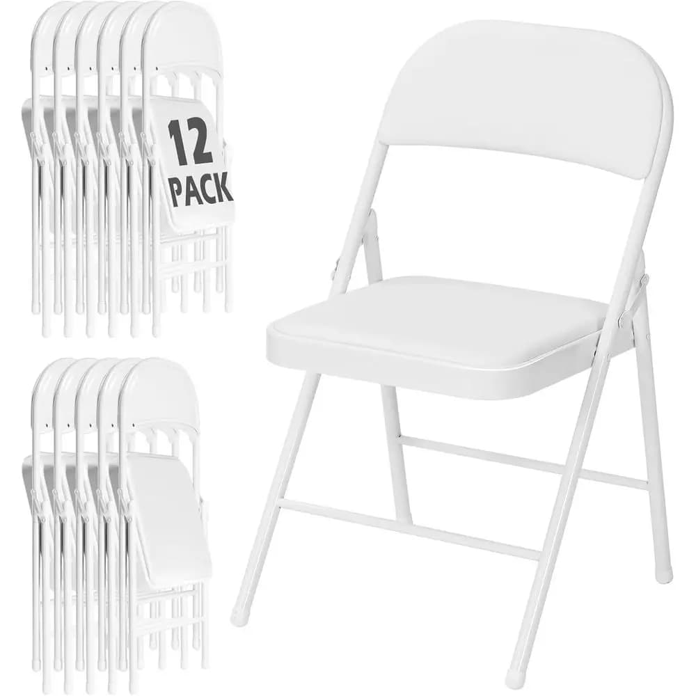 12-Pack Padded Cushion Metal Stackable Chairs for Home, Office, and Events