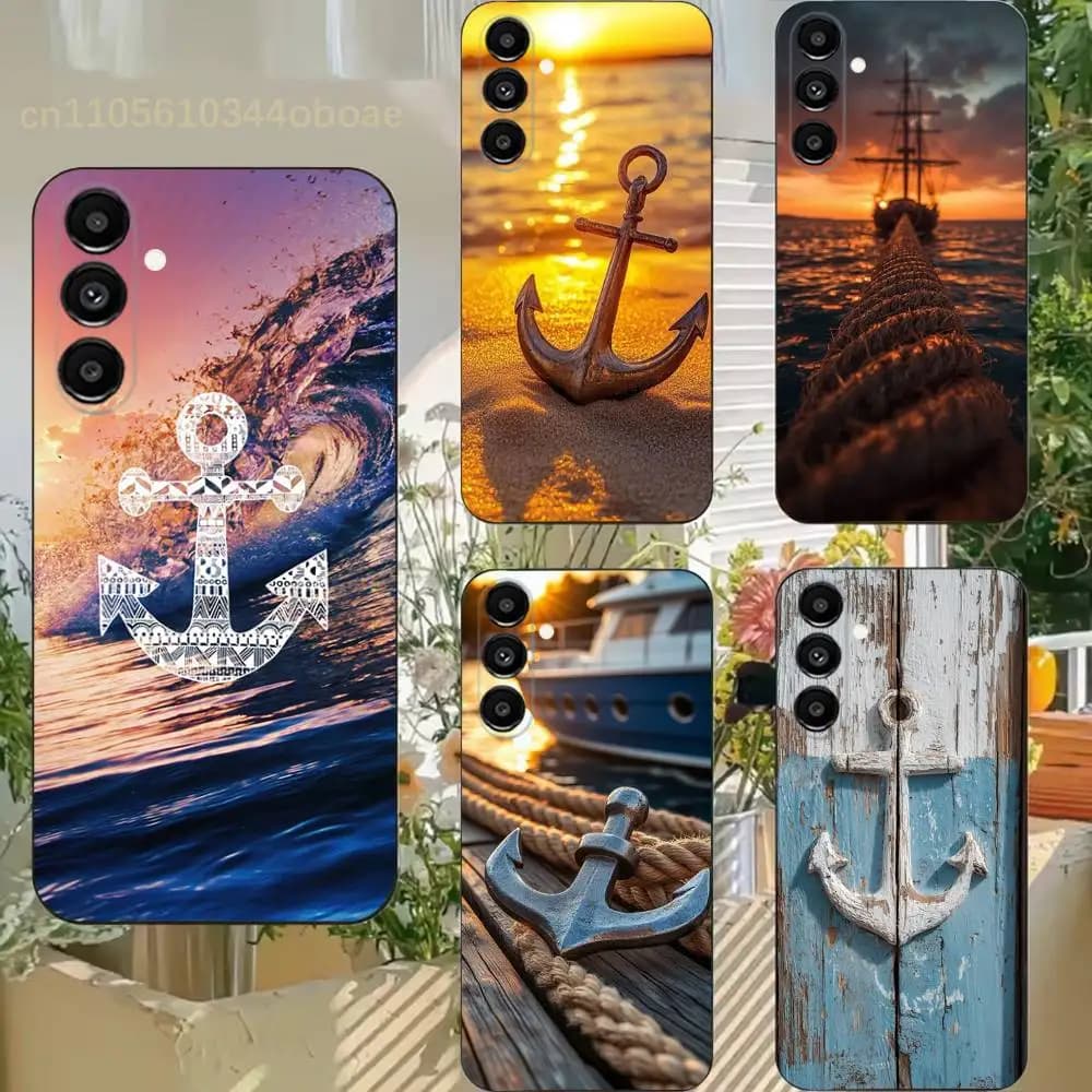Cover per Telefono con Ancora Nautica per Samsung S25,24,21,22,23,20,S30,Ultra,Plus, Fe,5G in Silicone
