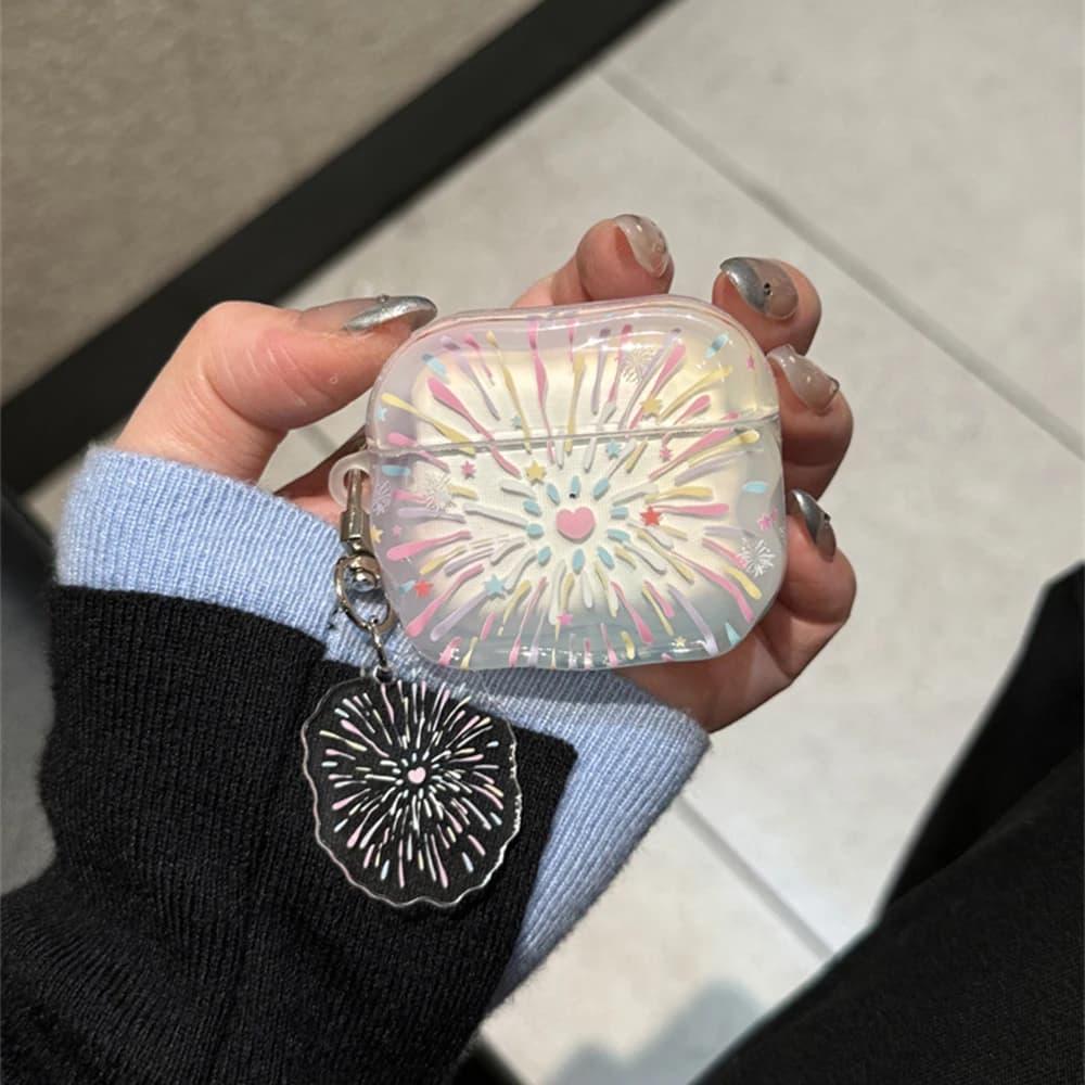 Korean style colored fireworks for Airpods Pro 3 2 1, undulating transparent cover for Airpods 4 3 Pro2 Pro3
