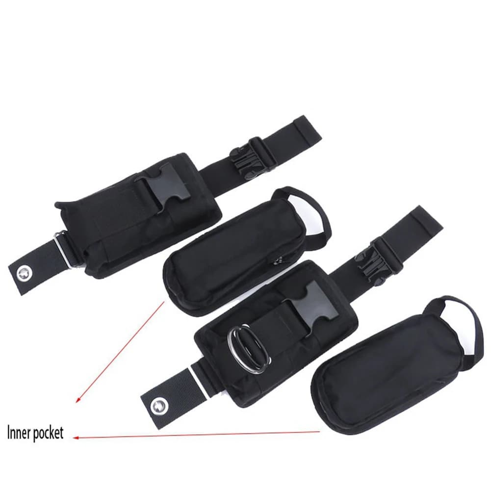 A65G-New 2Pcs Spare Black 1680D Nylon Scuba Diving Weight Belt Pockets With Quick Release Buckle -22.5X15x5cm