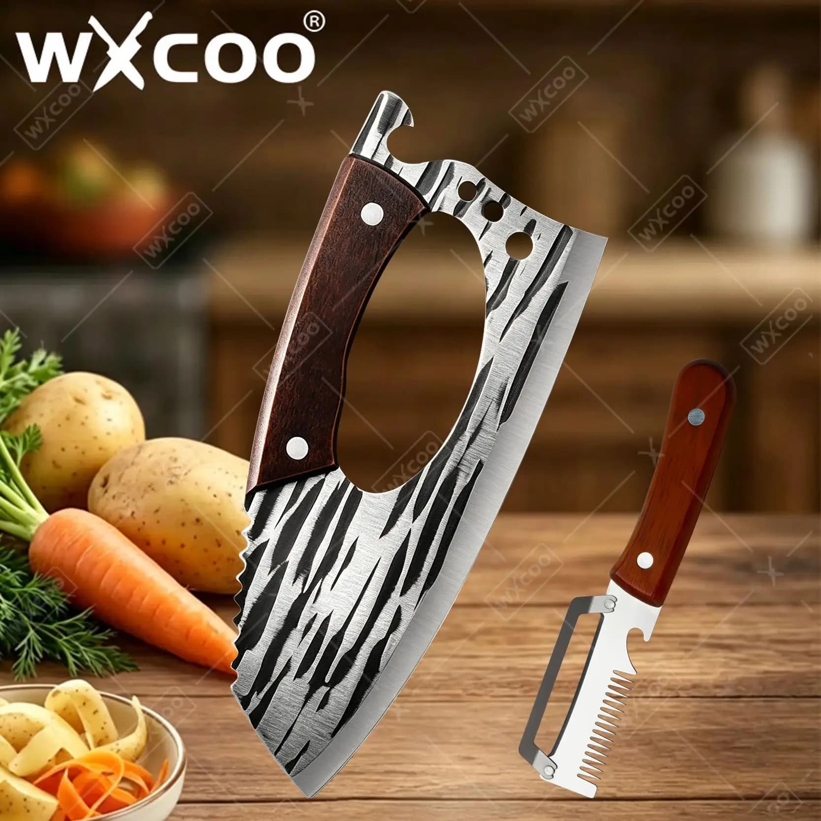 WXCOO Effort Saving Kitchen Knife Handcrafted Stainless Steel Butcher Peeler Vegetable Fruit Boning Chef Forged Knives Knife