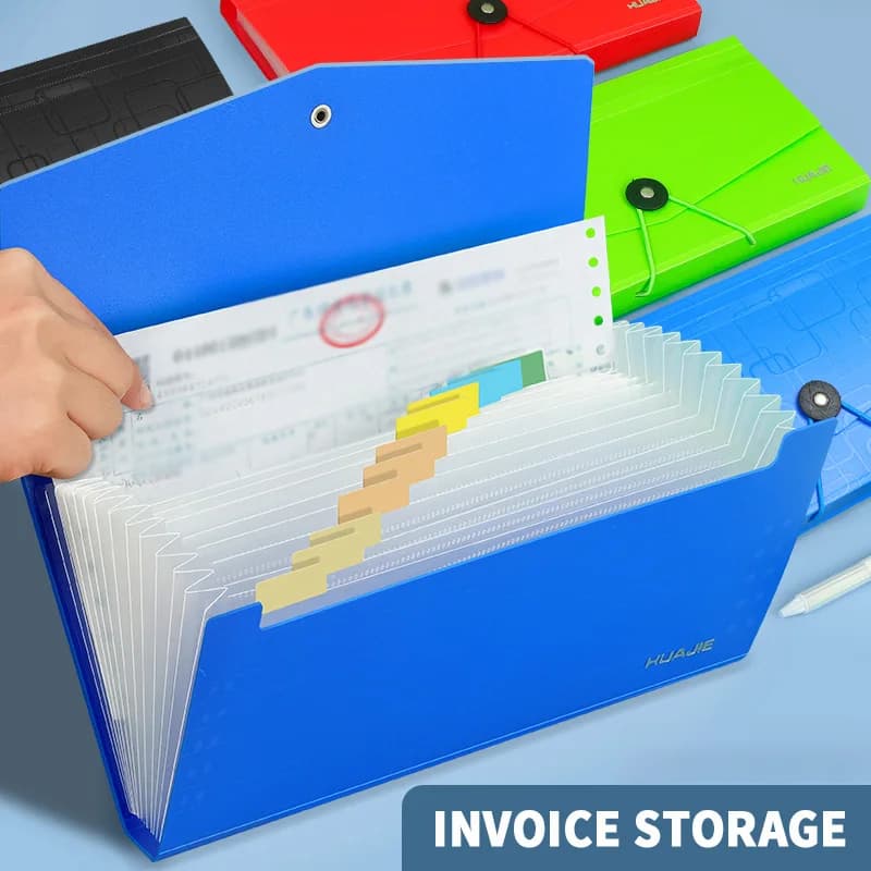 Cartella organizer per fatture di ricevute HUAJIE, borsa per file a fisarmonica multistrato con etichette, raccoglitore per piccole fatture per ufficio e casa