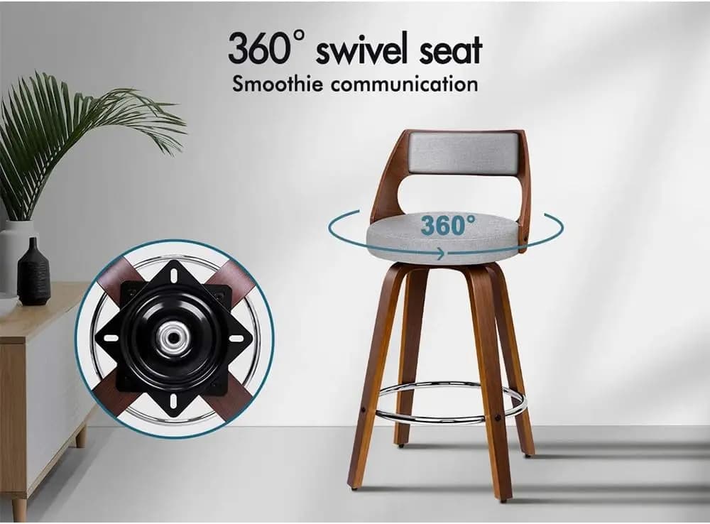 con poggiapiedi e livellatori per gambe regolabili Sgabelli da bar per la casa Sgabello da cucina girevole in legno 2X Sgabello da bancone in pelle con altezza del sedile da 65 cm
