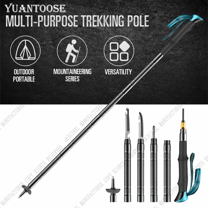 Multifunction Foldable Trekking Stick Aluminum Trekking Stick with Saw Cutting Knife