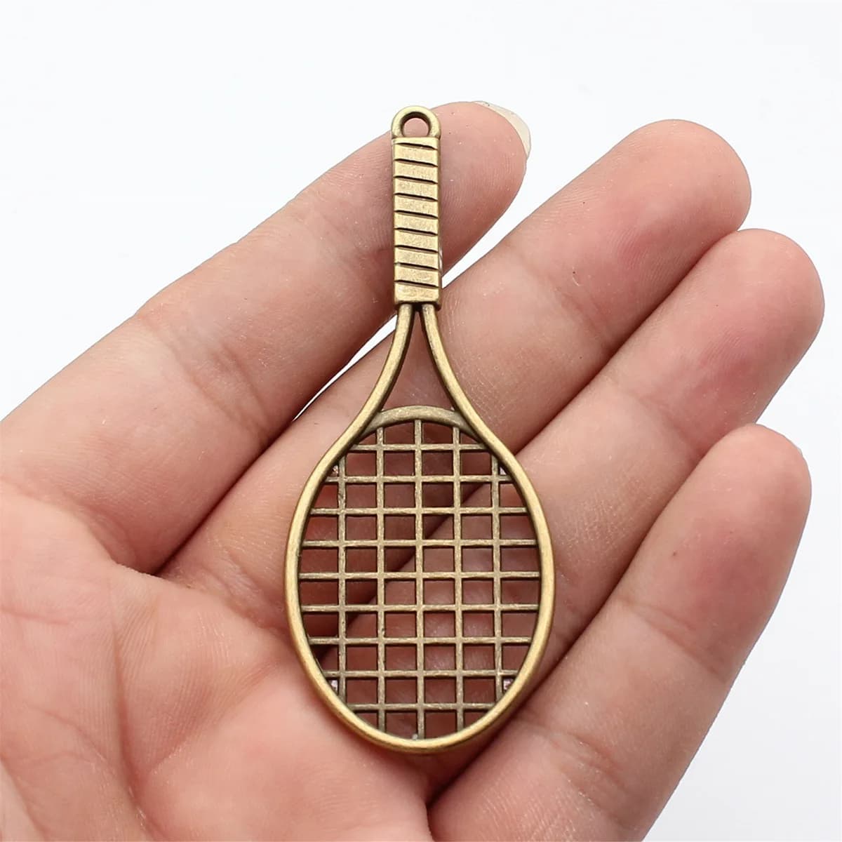 2 pieces 78x31x4mm Rodium-colored tennis racket pendant, antique silver, ancient gold, ancient bronze