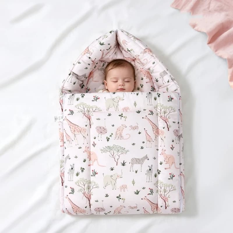 Winter Thicken Padding Baby Warm Hooded Sleeping Bag Zipper Design Windproof Outgoing Envelope Newborn Swaddle Wrap Blanket