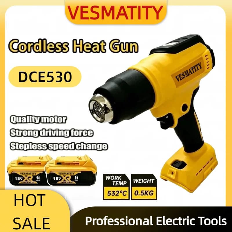 DCE530 300W Cordless Heat Gun High Power Thermal Blower for Welding Heat Shrink Wrapping Compatible Tool for DEWALT Battery