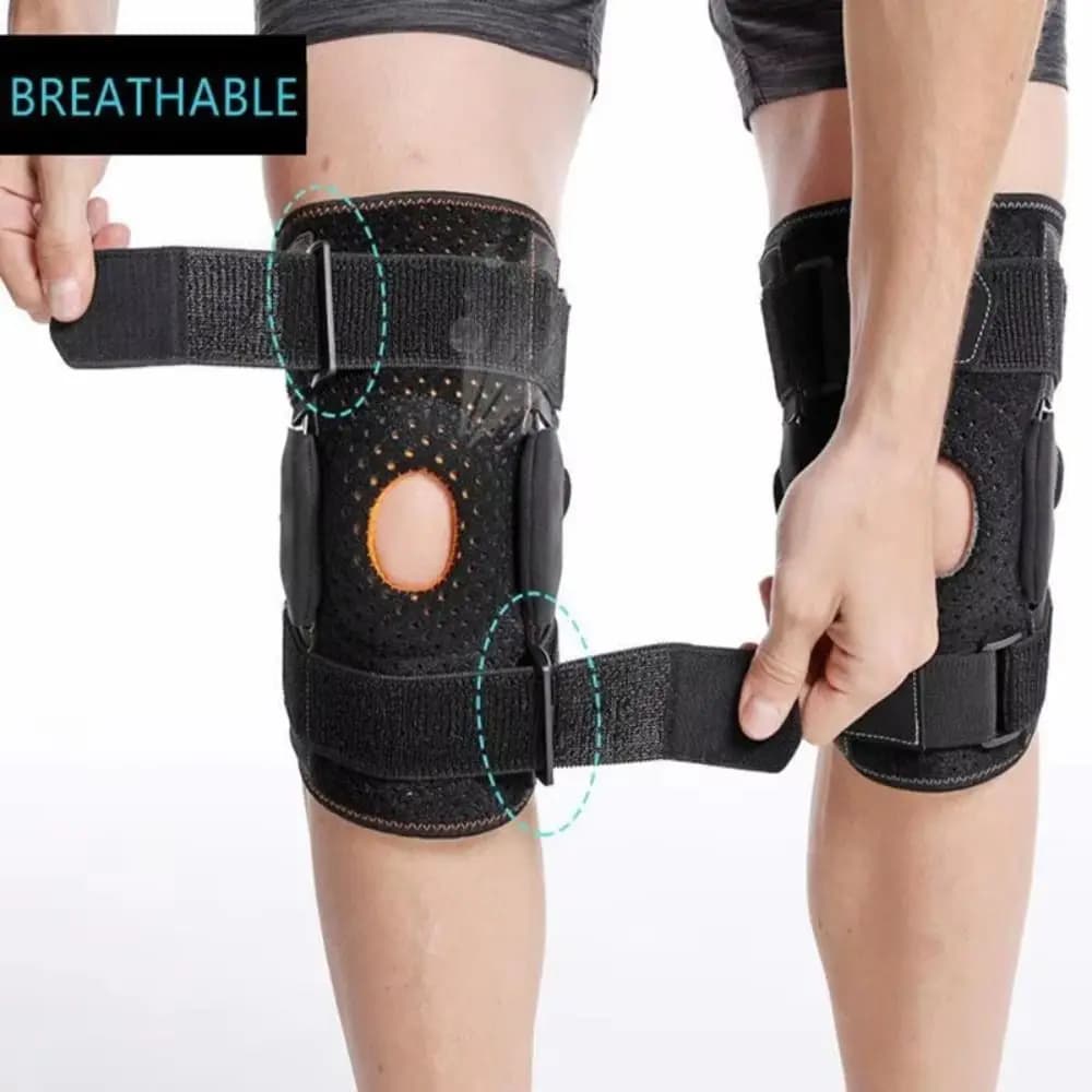 Ginocchiera Compressiva con Stabilizzatori Laterali, Supporto per Ginocchio Regolabile e Traspirante per Uomo e Donna