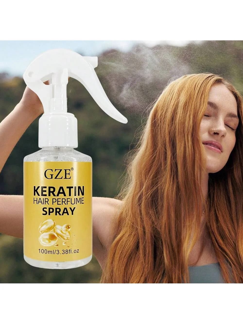 GZE Cheratina Profumo per capelli Spray Nebbia Spray rinfrescante per capelli e corpo Idratante a lunga durata per capelli liscianti morbidi e setosi