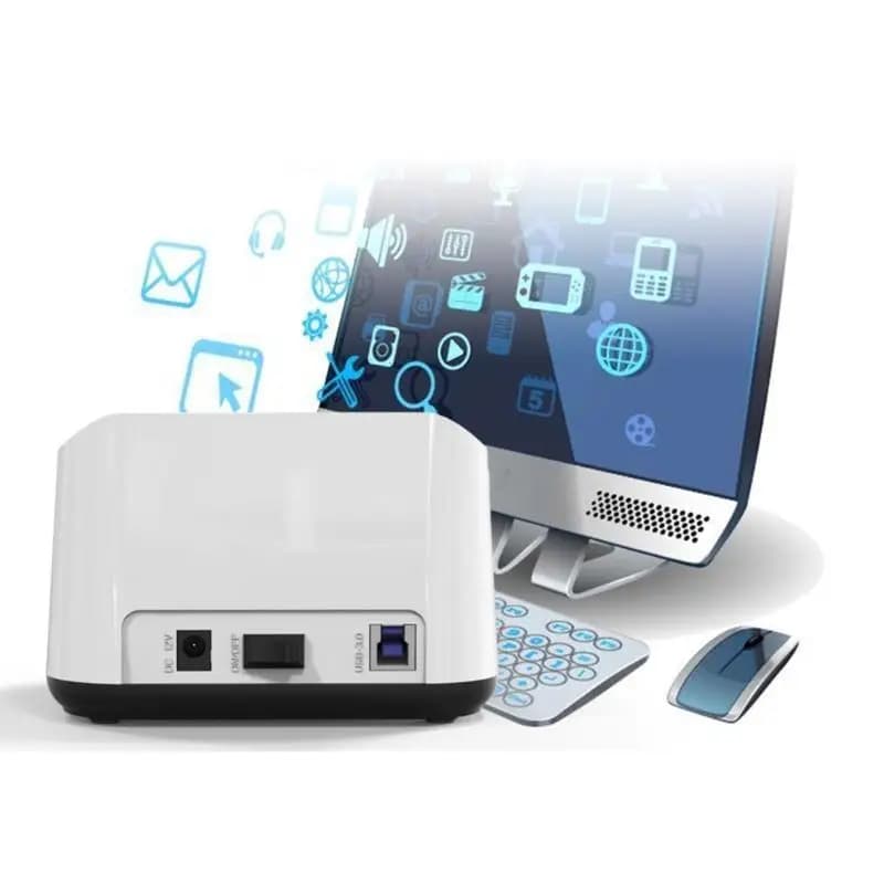 Duplicatore HDD 652F 2.5-3.5 Base supporto per disco rigido 2 supporti per alloggiamento Copia offline