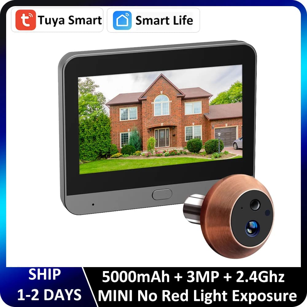 Mini Smart Tuya 3MP 140 ° Telecamera grandangolare 2.4Ghz WiFi Magic Door Spioncino Eye 940nm IR FHD Spioncino digitale Alimentato a batteria