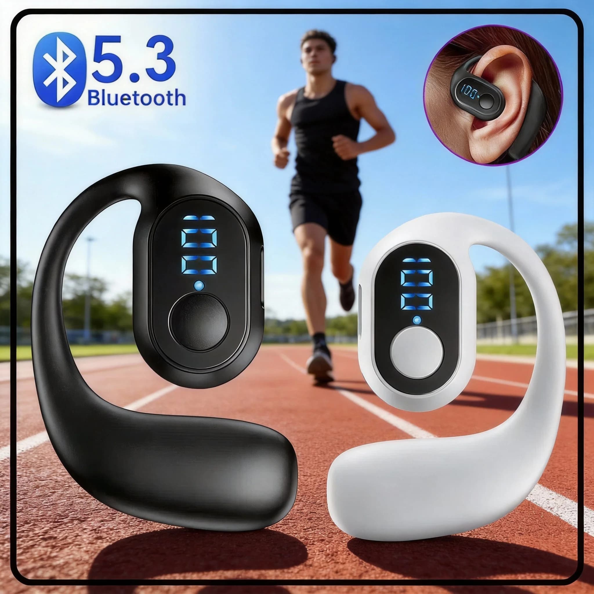 1/2 Pieces Bluetooth 5.3 TWS Wireless Headphones with Ear Hook, Stereo HiFi Reduction Headphones, Waterproof for Huawei