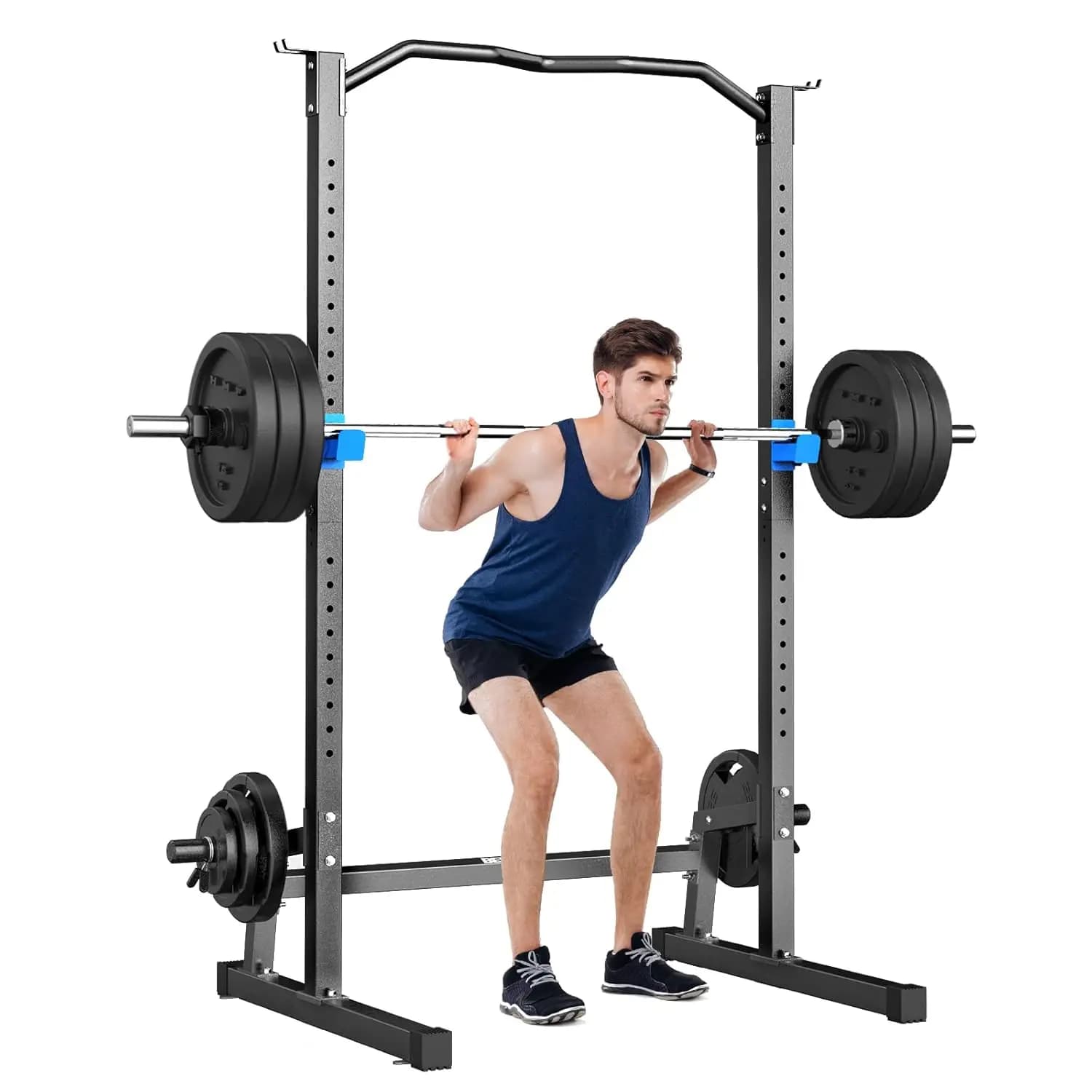 Rack for Squat, Power Rack All-in-One with Traction Bar, Adjustable Sand with Balancing Door and Weight Plates, Customizable