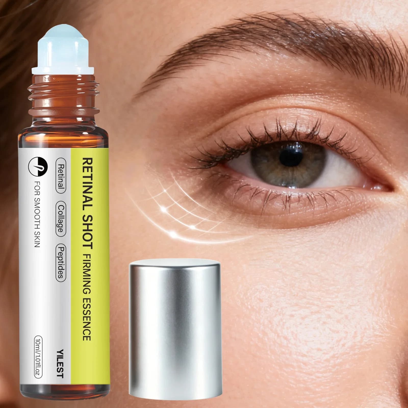5PCS Roll-On Retinal Firming Eye Essence Collagen Peptides Centella Hydration Fine Lines Dark Circles Puffiness Dryness