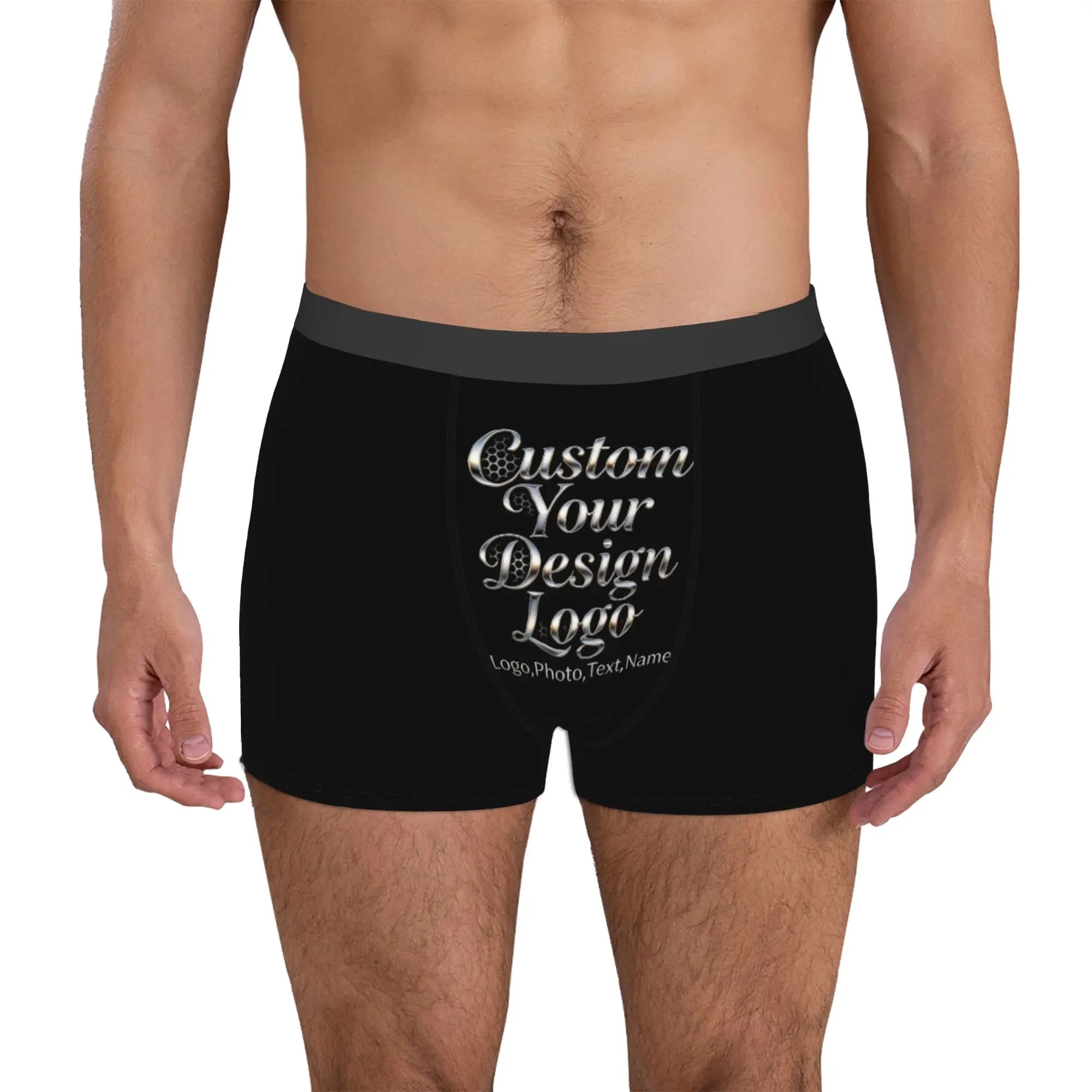 Cool Custom Your Design Logo Boxers Shorts Panties Male Underpants Breathable Customized Logo Printed Briefs Underwear