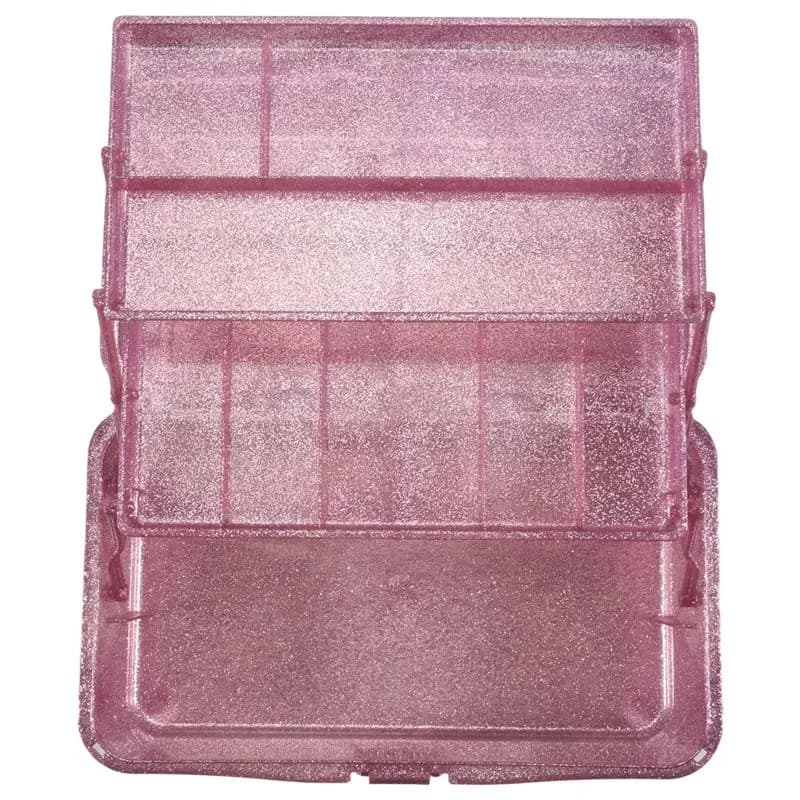 Special Offer - Glittered Pink Storage Box and Craftsmanship, 3 Level Impilable Container for Tools, Sewing and Art