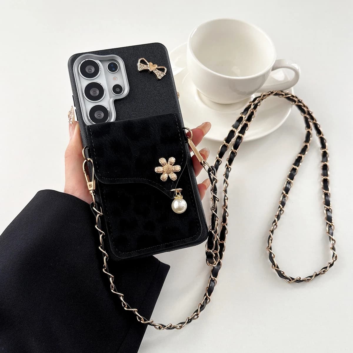 Leather Leopard Wallet Holder Strap Chain Phone Case For Oppo Reno 8 T 7 6 5 4 Lite 5Z 6Z 7Z 8Z 8T 4G 5G Find X3 Lite Soft Cover