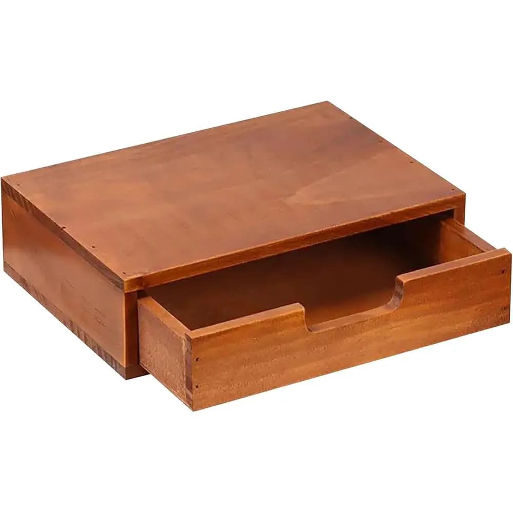 Elegant Wooden Desk Organizer with Stackable Drawer Unit and Single Monitor Stand
