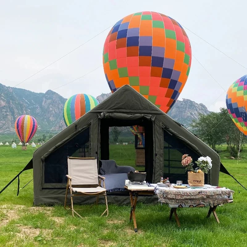 Tenda da Campeggio, Tenda Gonfiabile in Cotone Impermeabile, Riparo Esterno per Campeggio Familiare a Montaggio Rapido