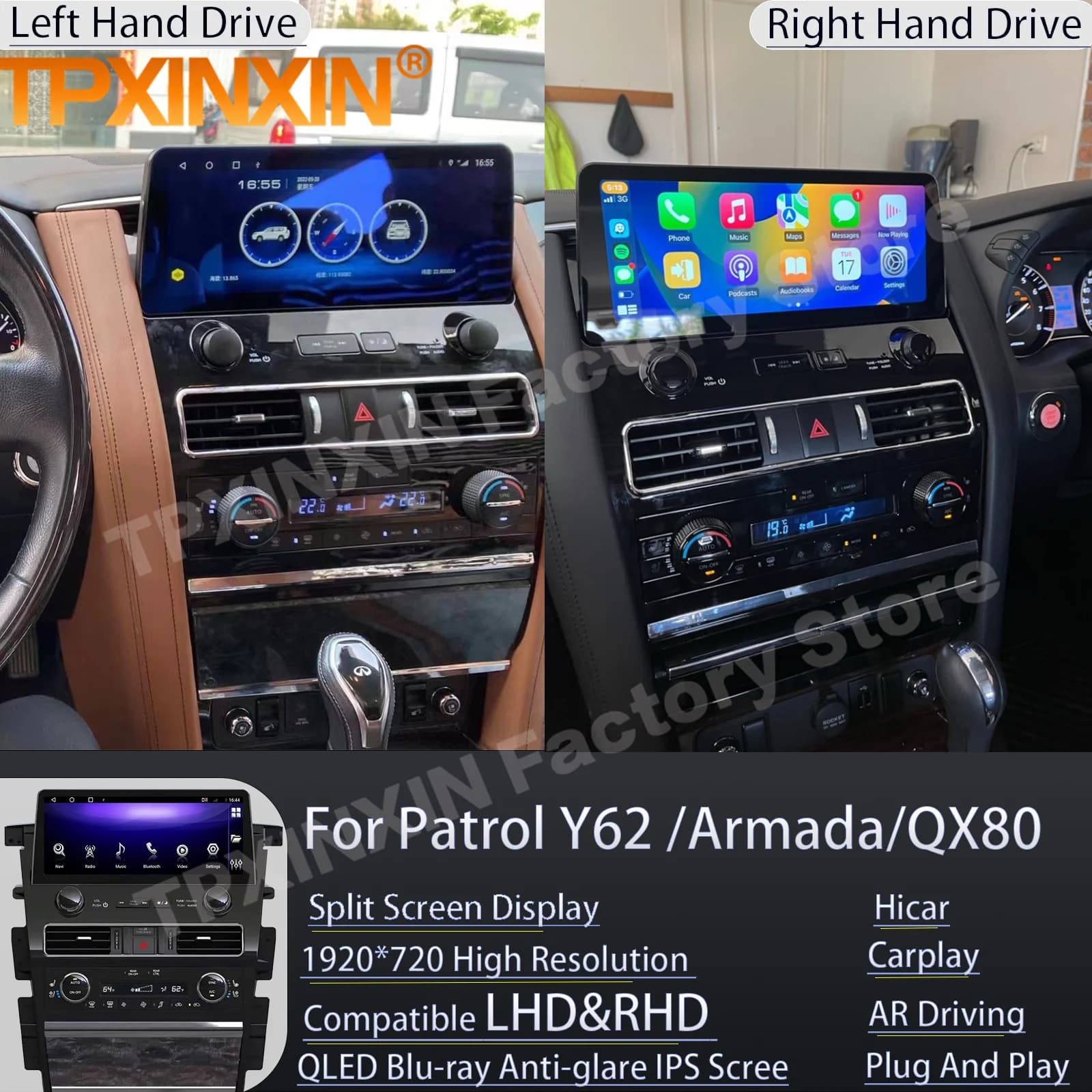 LHD RHD Android 13 Multimedia Stereo For Nissan Patrol Y62 Amada For Infiniti QX80 QX56 2010 2011 2012-2021 2022 GPS Head Unit