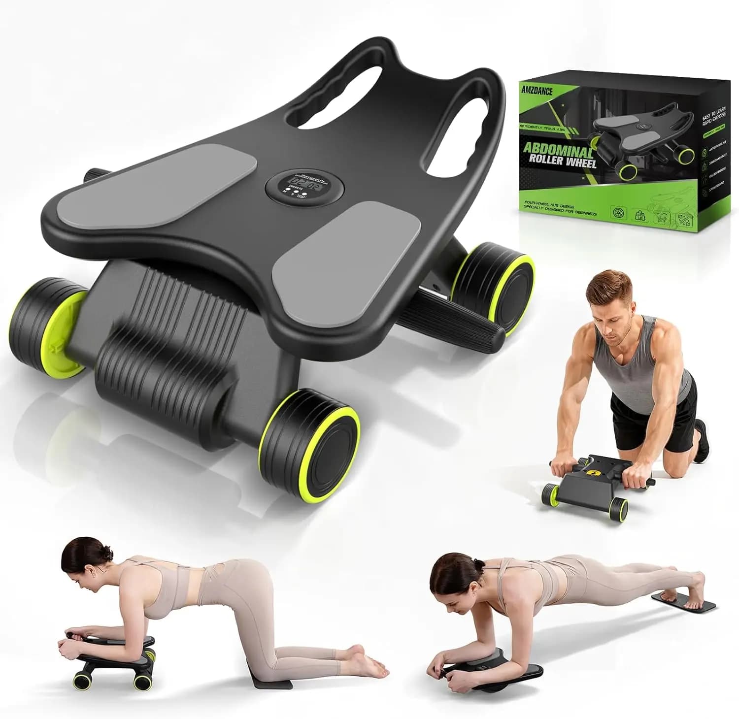 Ab Roller with elbow support, 4-wheel core training machine for home gym, full body strength coach