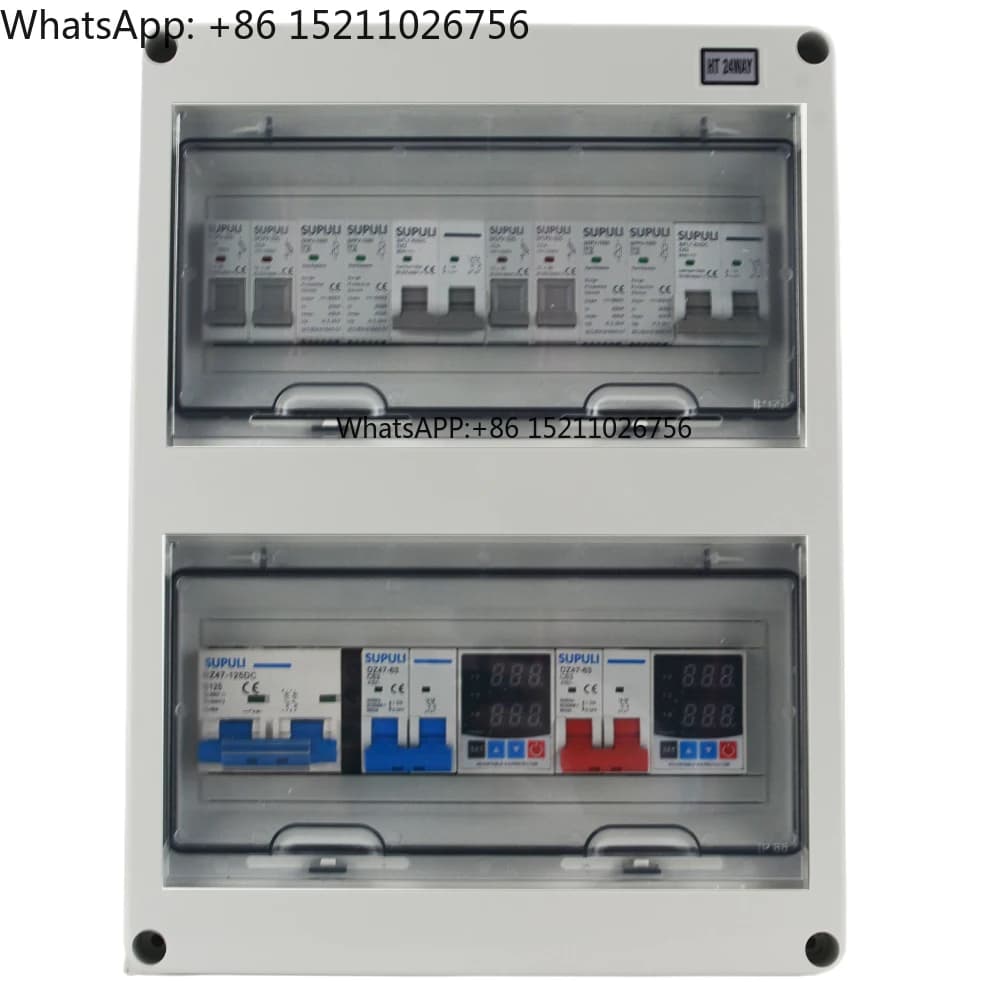 Scatola combinatrice AC + DC 2 stringhe 2 in 2 OUT 16A 20A 25A 32A 600V Interruttore AC Protezione tensione AC SPD per sistema di alimentazione a pannello solare