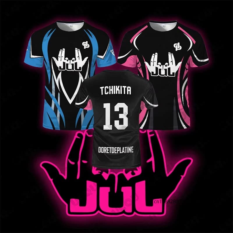 Nuova Maglia da Calcio JUL Rosa Estiva, T-shirt da Uomo a Maniche Corte, Traspirante e ad Asciugatura Rapida, Casual Oversize per Bambini/Adulti
