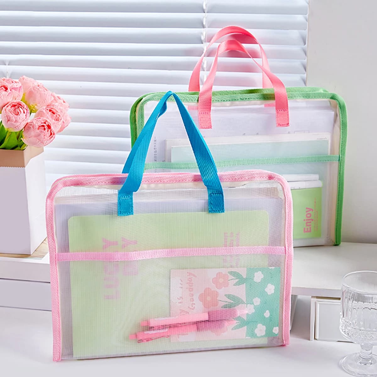 Foldable Dustproof Book Storage Box, Large Capacity Book Organizer for Students Home School Dormitory, Portable Transparent Book