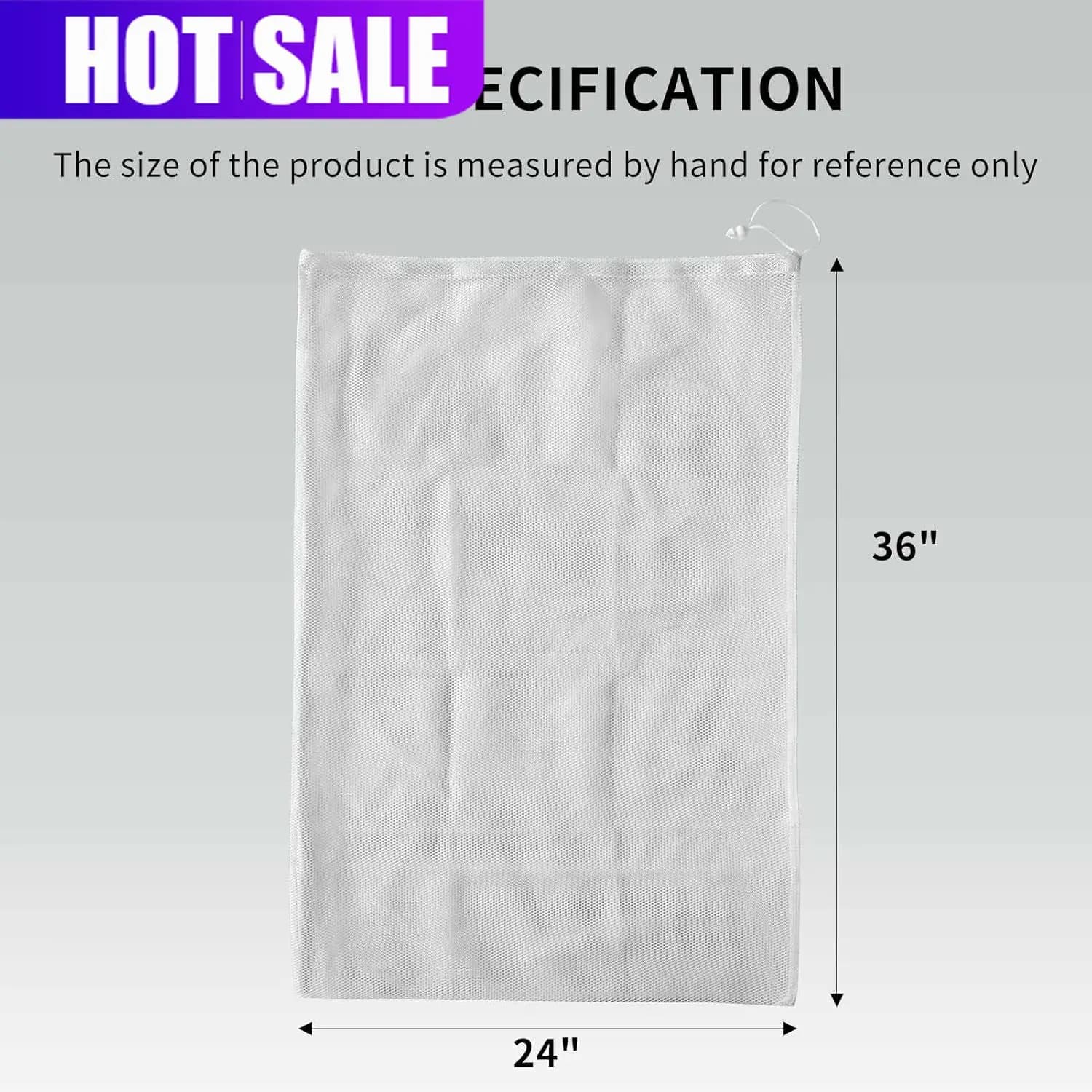 Offer: Mesh bags 24" x 36" for home and dorm, Large mesh bags 24" x 36" (Bianco), Travel linen bags, Camping bags with closure